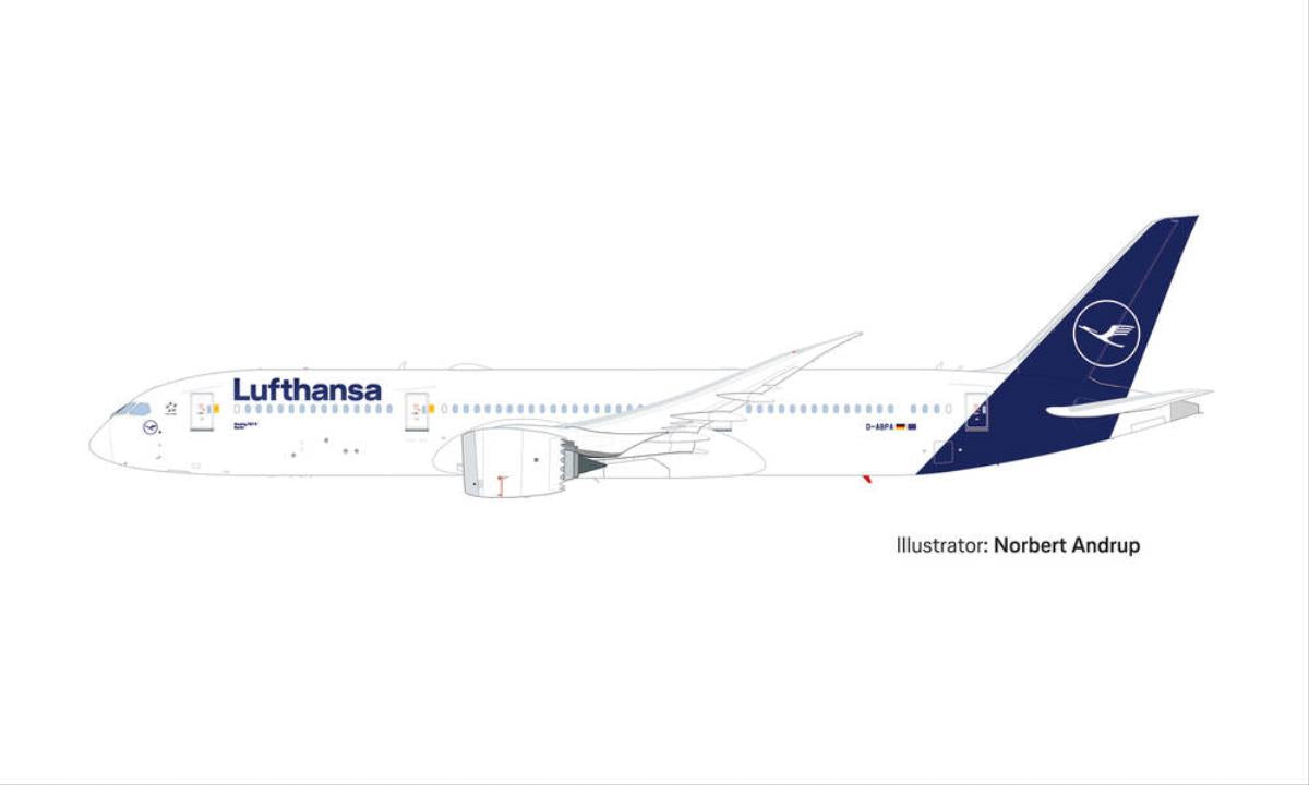 Herpa Wings Snapfit Boeing 787-9 Dreamliner Lufthansa D-ABPA (1:200) HA613453