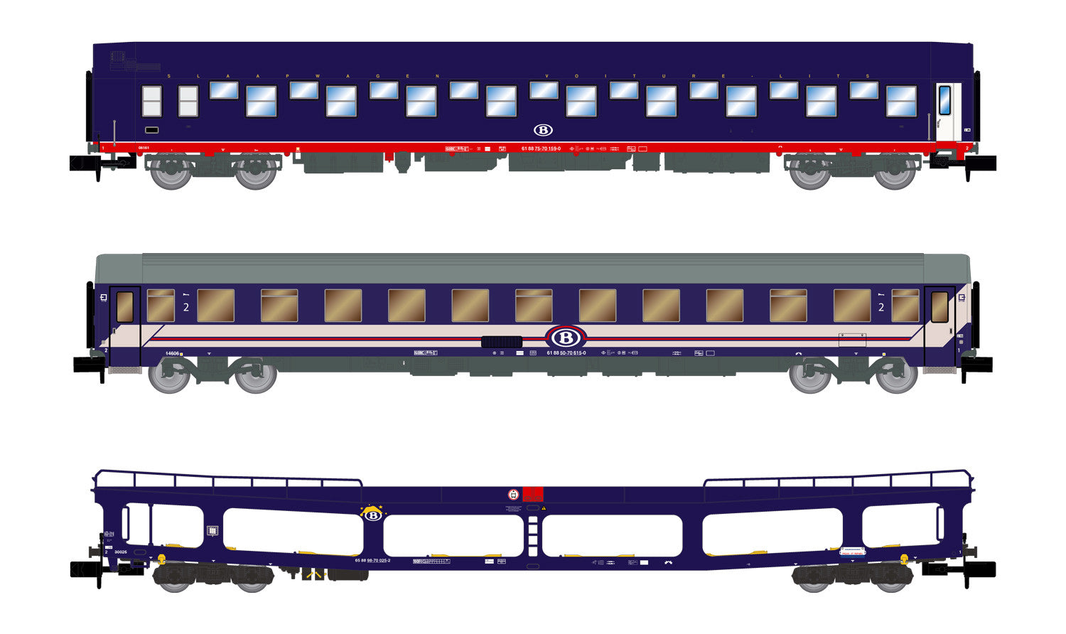 Arnold SNCB Blue/Red Coach Set (3) IV HIN4406