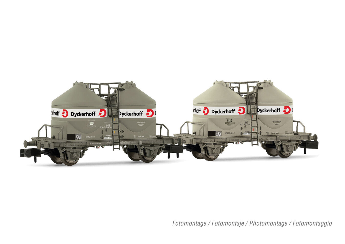 Arnold DB Ucs 4 Axle Silo Wagon Dyckerhoff Grey Set (2) IV HIN6639