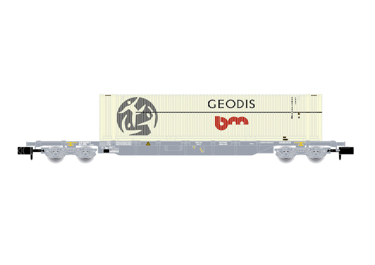 Arnold SNCF/Novatrans Sgss Flat Wagon w/45&#39; Geodis Container V HIN6649