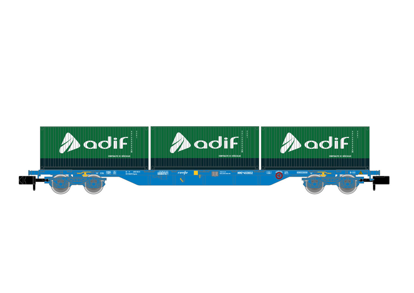 Arnold RENFE Bogie Flat Wagon w/3x20' ADIF Containers VI HIN6651