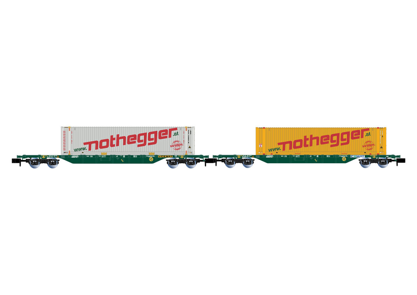 Arnold DBAG Bogie Flat Wagon w/45' Nothegger Containers Set (2) V HIN6657