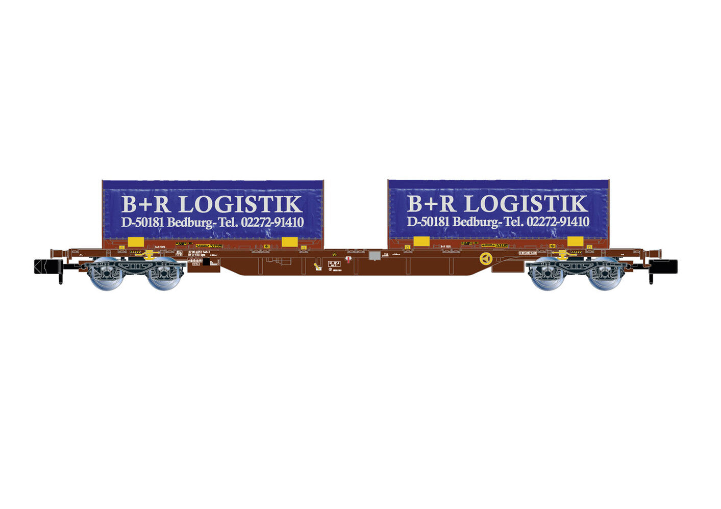 Arnold DBAG Bogie Flat Wagon w/2x22' B&R Logistik Container V HIN6658