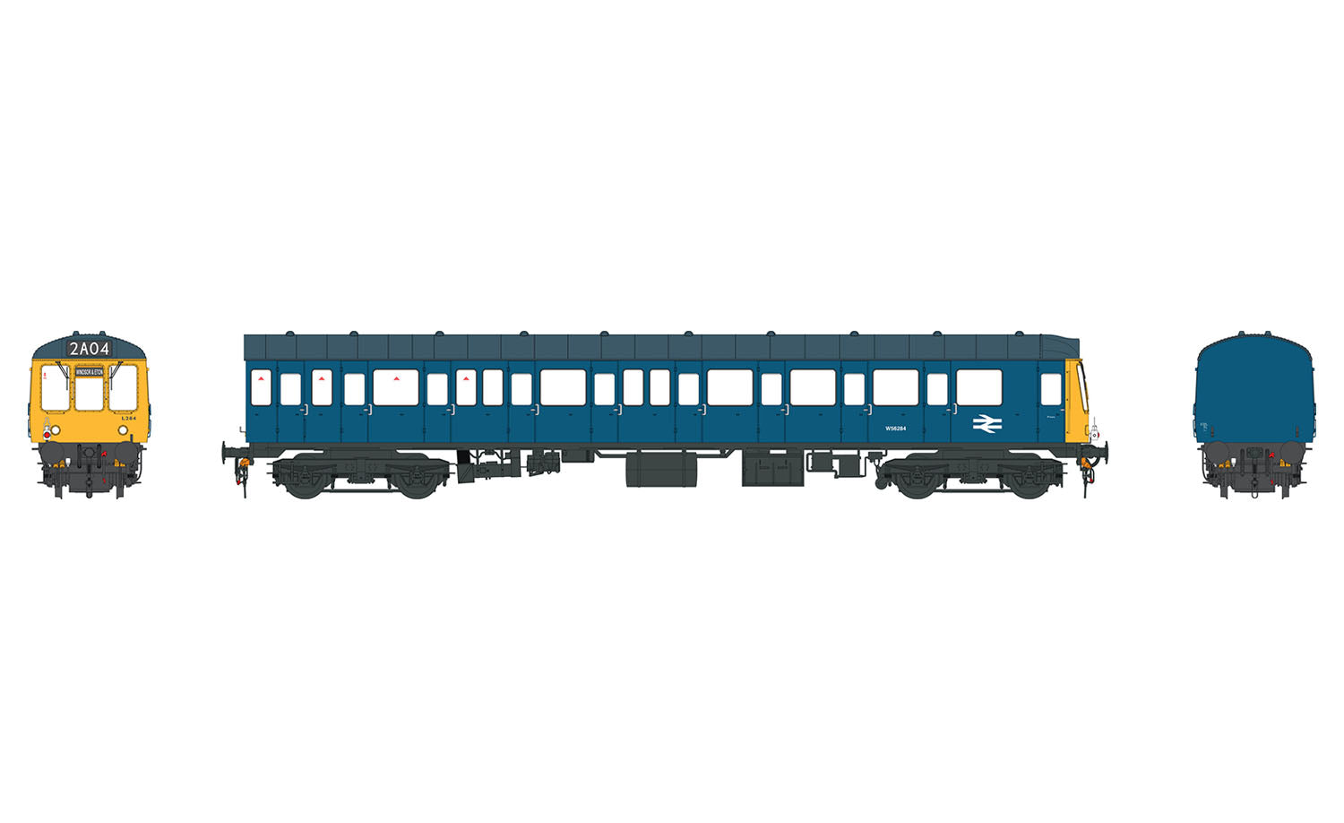 Heljan DMU Trailer Car (149) W56284 BR Blue w/Full Yellow Ends HN1242