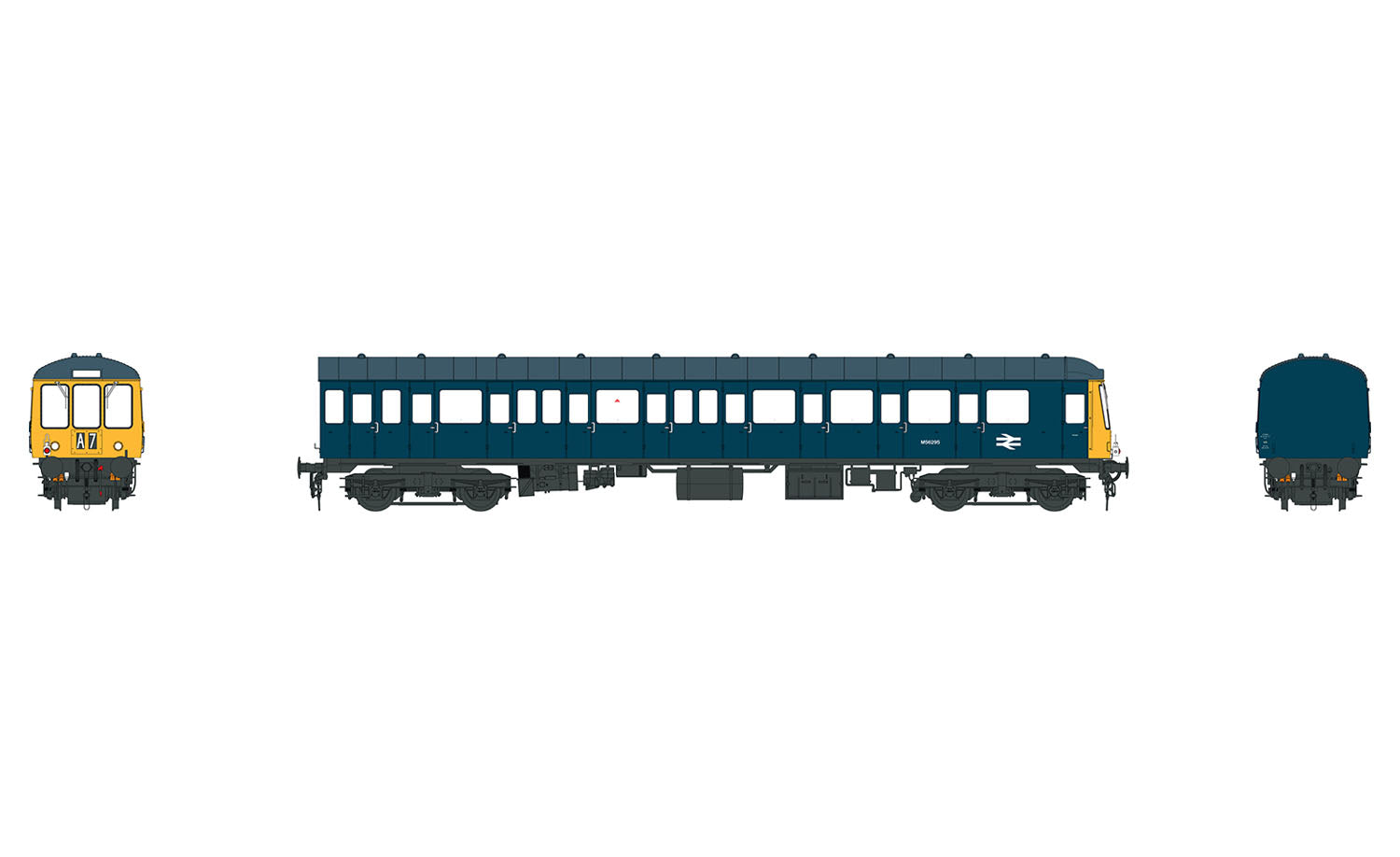Heljan DMU Trailer Car (150) W56295 BR Blue w/Full Yellow Ends HN1252