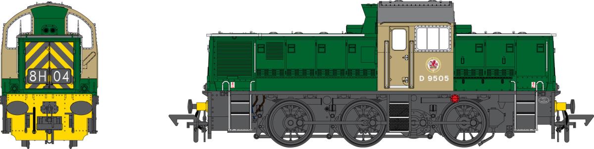 Heljan Class 14 D9505 BR Green w/Wasp Stripes HN1412