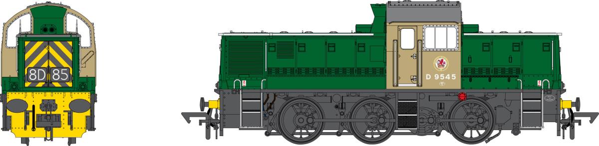 Heljan Class 14 D9545 BR Green w/Wasp Stripes HN1413