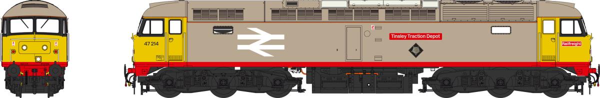 Heljan Class 47 214 &#39;Tinsley Traction Depot&#39; BR Railfreight Grey HN4722