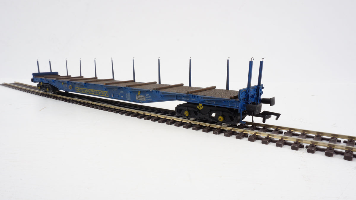 Heljan Cargowaggon IGA Bogie Flat Blue w/Timber Load Weathered HN5114