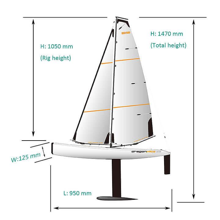 Joysway Dragon Flite 95 V2 Racing Sailing Yacht Artr JY8811AV2 dimensions