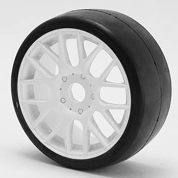 SWEEP 1/8TH GT R2 PRO COMPOUND SLICK GLUED 50DEG/WHITE WHEEL