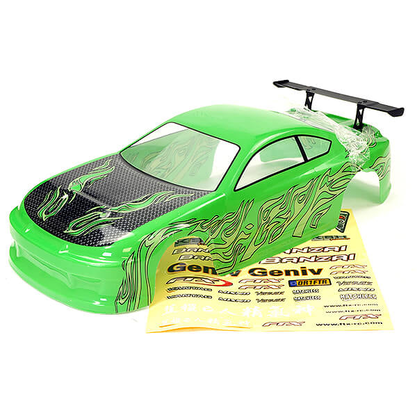 FTX BANZAI PRE-PAINTED BODY SHELL WITH DECALS &amp; WING - GREEN