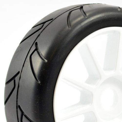 FASTRAX 1/8TH PREMOUNTED SLICK TYRES &#39;HAWK/SPLIT SPOKE&#39;