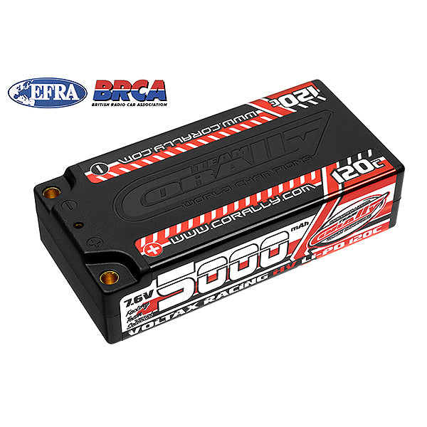 CORALLY VOLTAX 120C LIPO HV BATTERY 5000 MAH 7.6V SHORTY 2S 4MM BULLIT