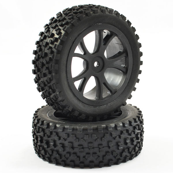 FASTRAX 1/10TH MOUNTED CUBOID BUGGY FRONT TYRES 10-SPOKE