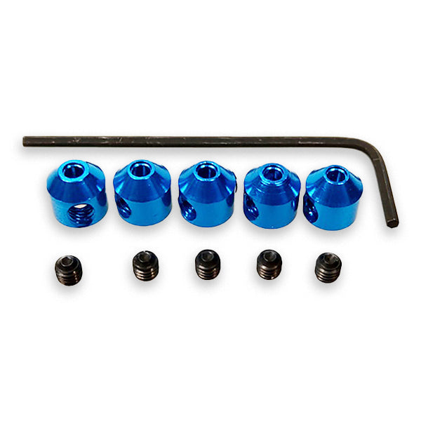 FASTRAX ALUMINIUM COLLETS (5) BLUE w/SCREWS &amp; WRENCH