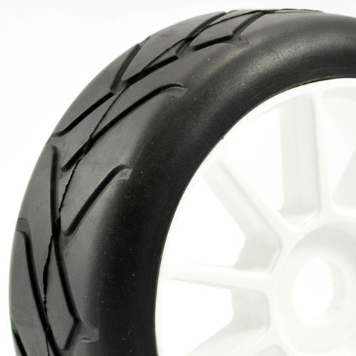 FASTRAX 1/8TH PREMOUNTED SLICK TYRES 'GRID IRON/10 SPOKE'