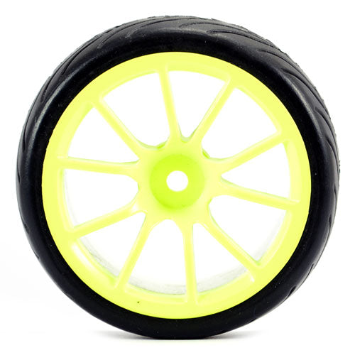 FASTRAX 1/10 STREET/TREAD TYRE 10SP NEON YELLOW WHEEL