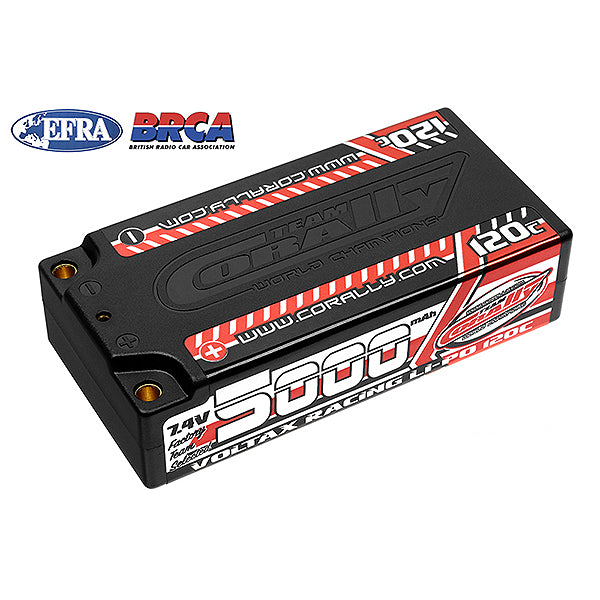 CORALLY VOLTAX 120C LIPO BATTERY 5000MAH 7.4V SHORTY 2S 4MM BULLIT