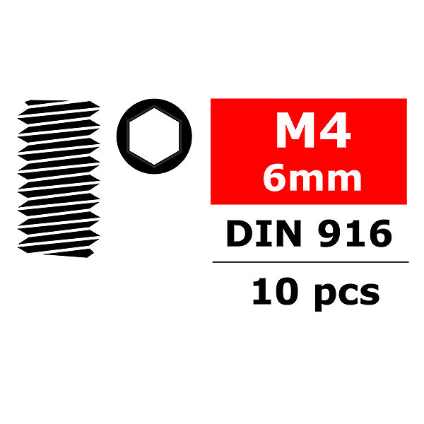 CORALLY STEEL SET SCREWS M4 X 6MM HEX 10 PCS