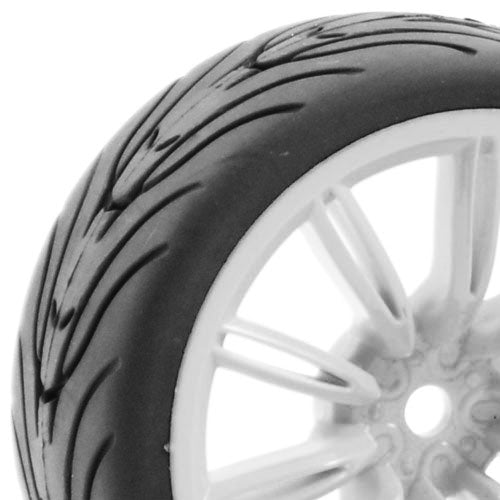 FASTRAX 1/10 STREET/TREAD TYRE 20SP WHITE WHEEL