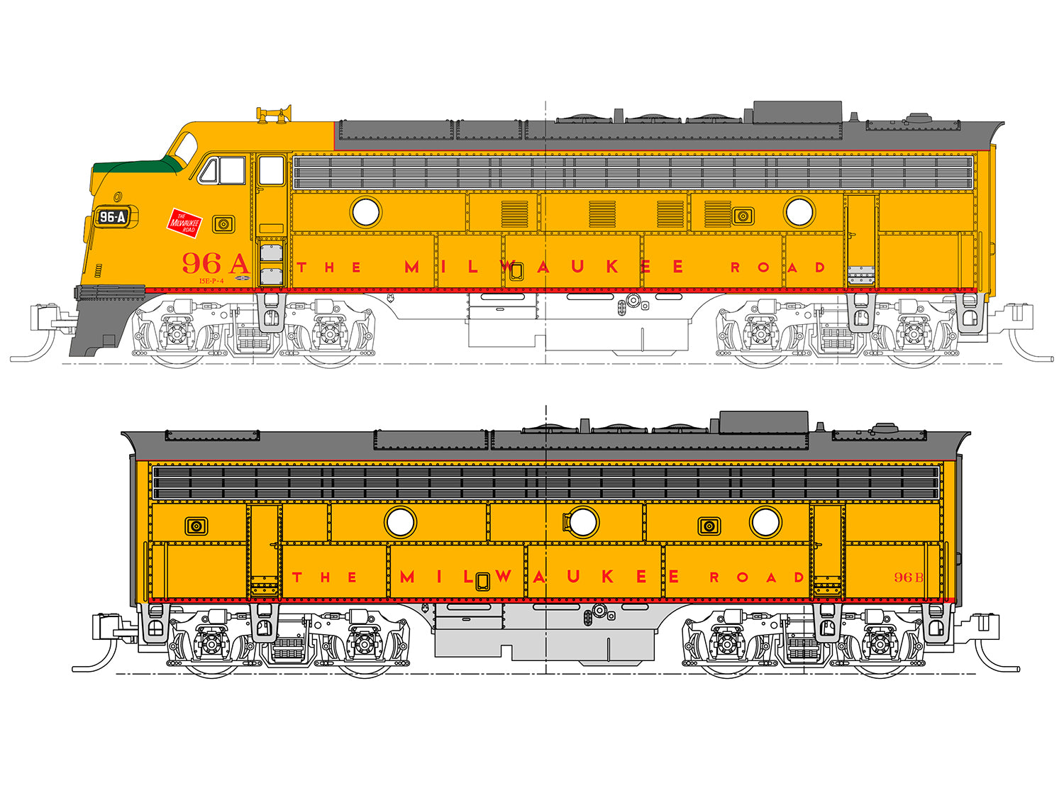 Kato (USA) FP7A/B Set (2) Milwaukee Rd Olympian Hiawatha (DCC-Fitted) K106-0432-DCC