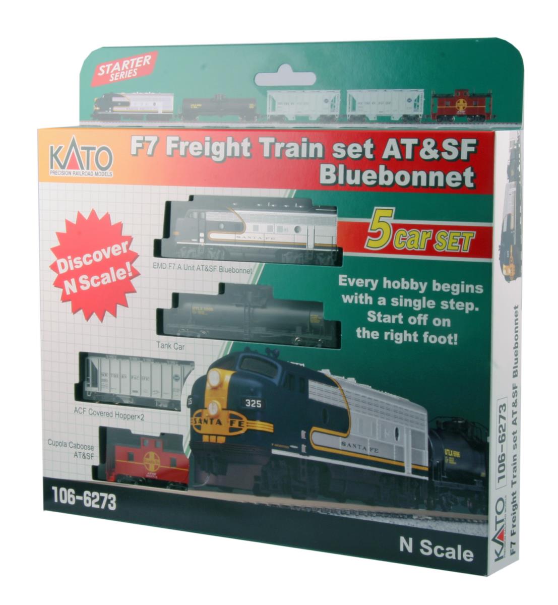 Kato (USA) AT&SF Bluebonnet EMD F7 Freight Train Set (DCC-Fitted) K106-6273-DCC