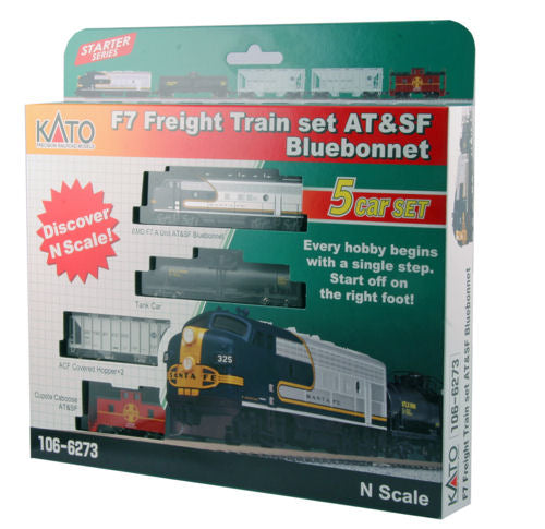 Kato (USA) AT&SF Bluebonnet EMD F7 Freight Train Set (DCC-Sound) K106-6273-S