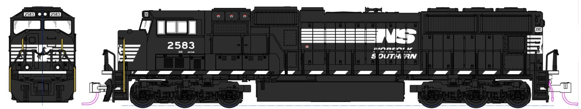 Kato (USA) EMD SD70M Flat Radiator Norfolk Southern 2586 (DCC-Sound) K176-7614-S