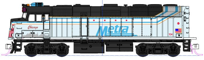 Kato (USA) EMD F40PH Chicago Metra 104 &#39;City of Chicago&#39; K176-CHICAGO