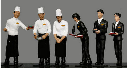 Kato (Japan) Japanese Twilight Express Dining Car Staff (6) Figure Set K24-283