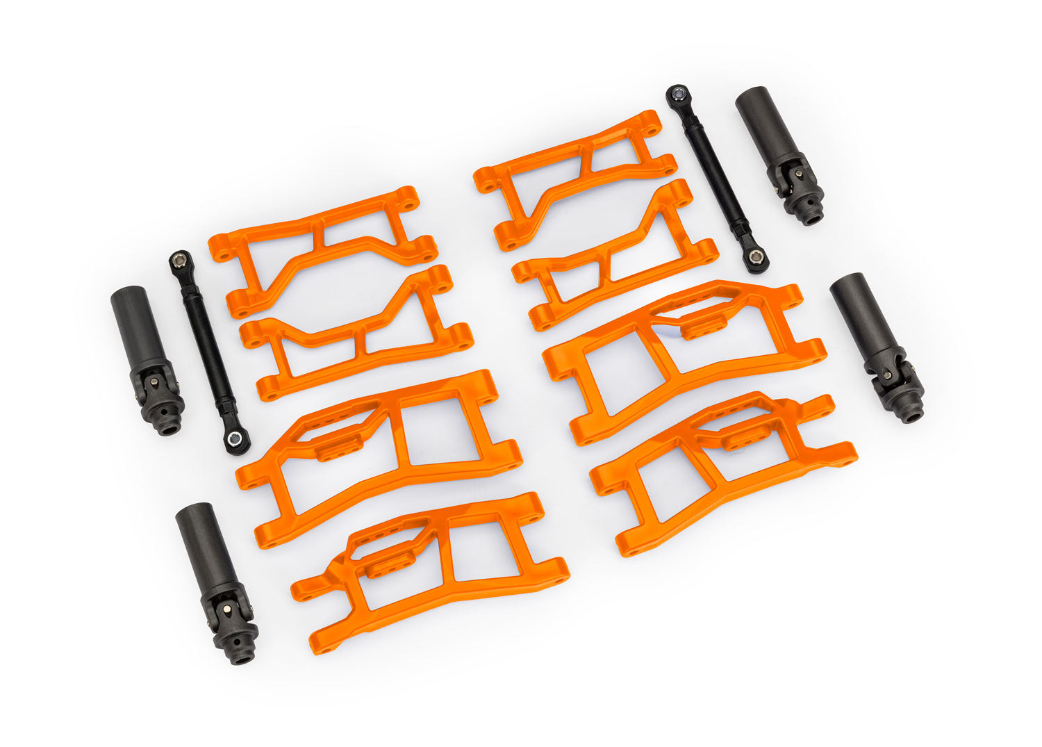 Suspension kit, Mini Maxx WideMaxx, orange (includes front & rear suspension arms, front toe links & outer half shafts (extended))