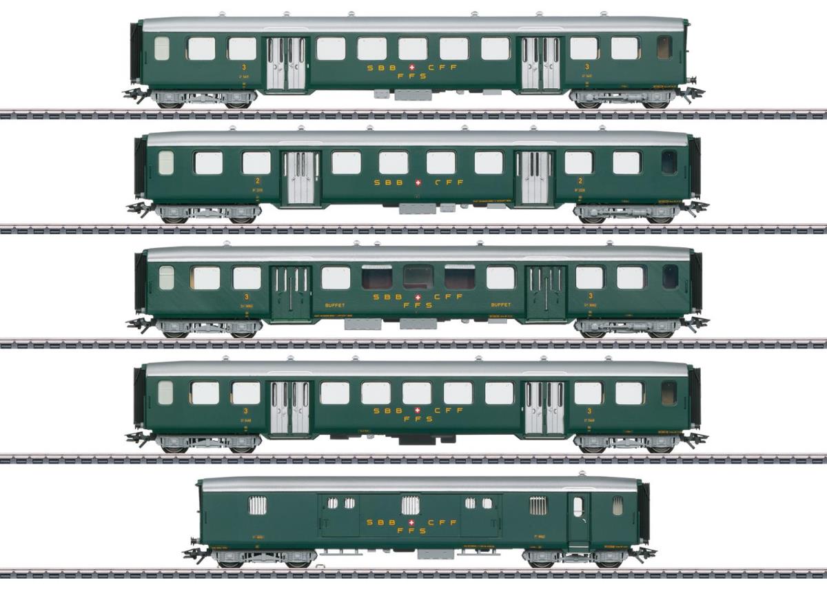 Marklin SBB Lightweight Steel Coach Set (5) III MN43369