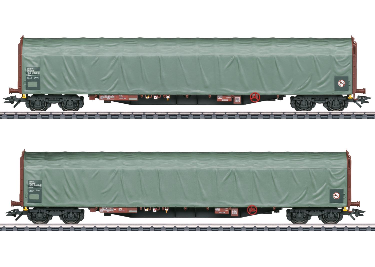 Marklin DSB Rilns Bogie Sliding Tarpaulin Wagon Set (2) V MN47114