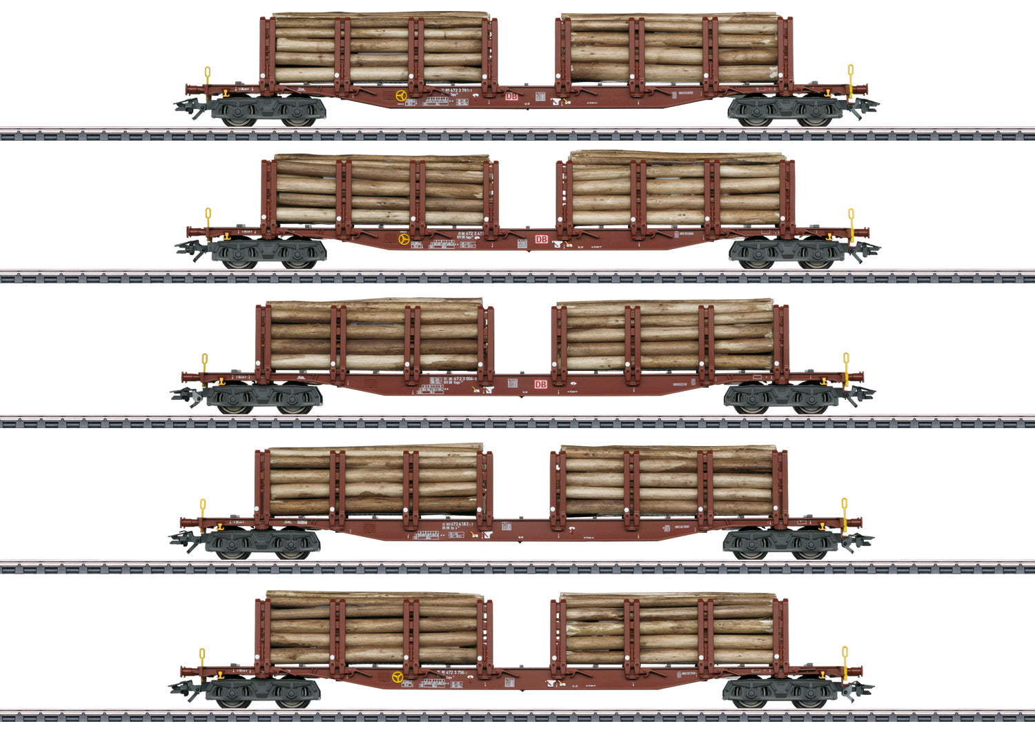 Marklin DBAG Snps719 Bogie Stake Wagon w/Wood Load Set (5) V MN47154