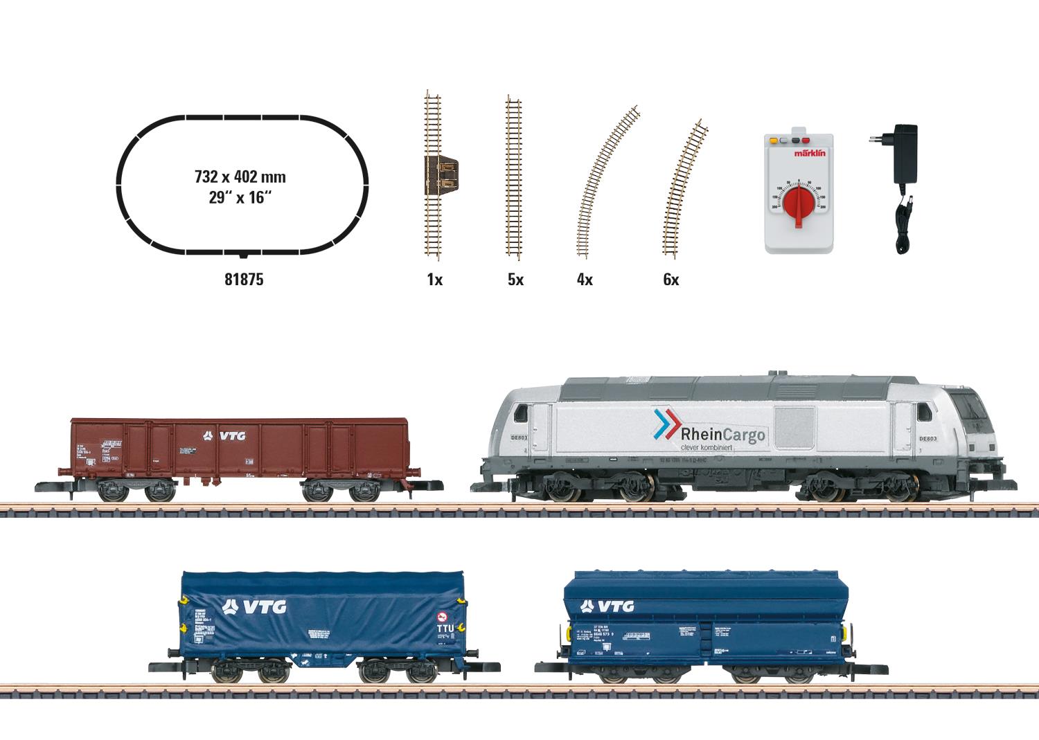 Marklin Rheincargo BR285 Diesel Freight Starter Set VI MN81875