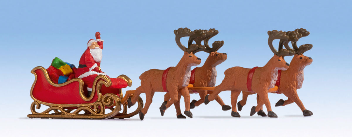 Noch Santa Claus with Reindeer Hauled Sleigh Figure Set N15924