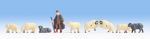 Noch Shepherd and Sheep (8) Hobby Figure Set N18210