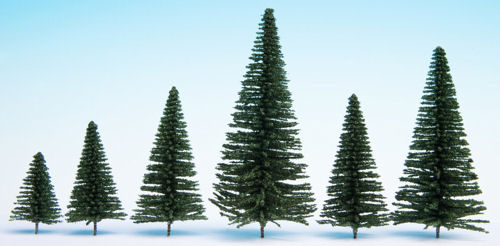 Noch Fir (50) with Planting Pins Hobby Trees 5-14cm N26831
