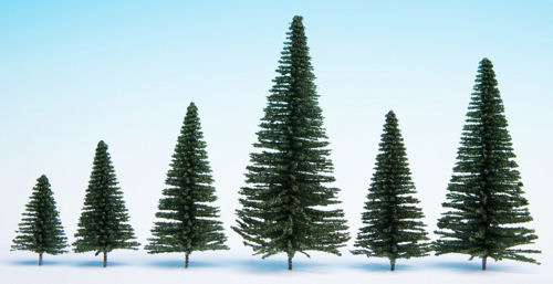 Noch Fir (10) with Planting Pins Hobby Trees 5-14cm N26930