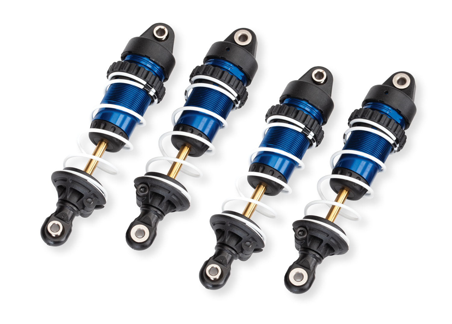 Shocks, GTR long, Blue-anodised, PTFE-coated bodies with TiN shafts (assembled with springs) (4 pcs)