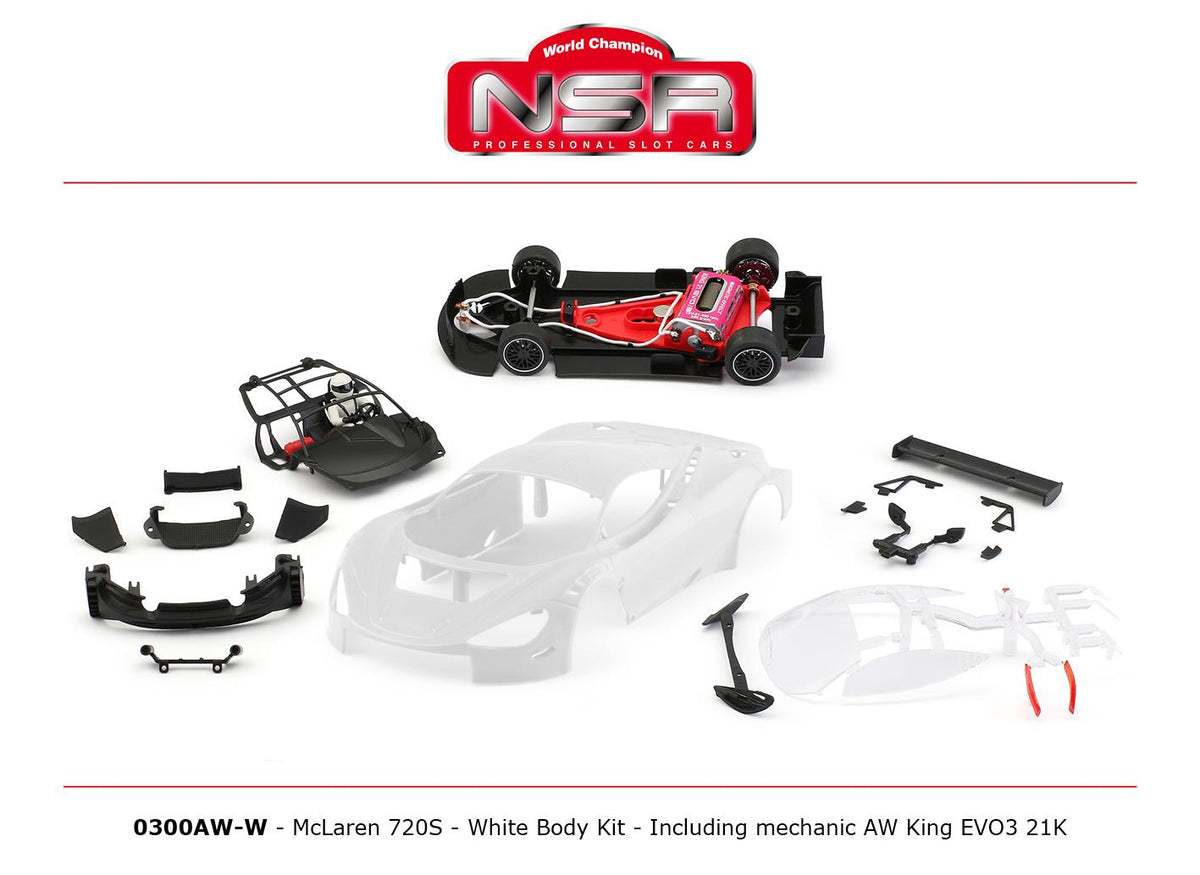NSR McLaren 720S GT3 Complete White Body Kit AW King 21k EVO3 NSR0300AW-W