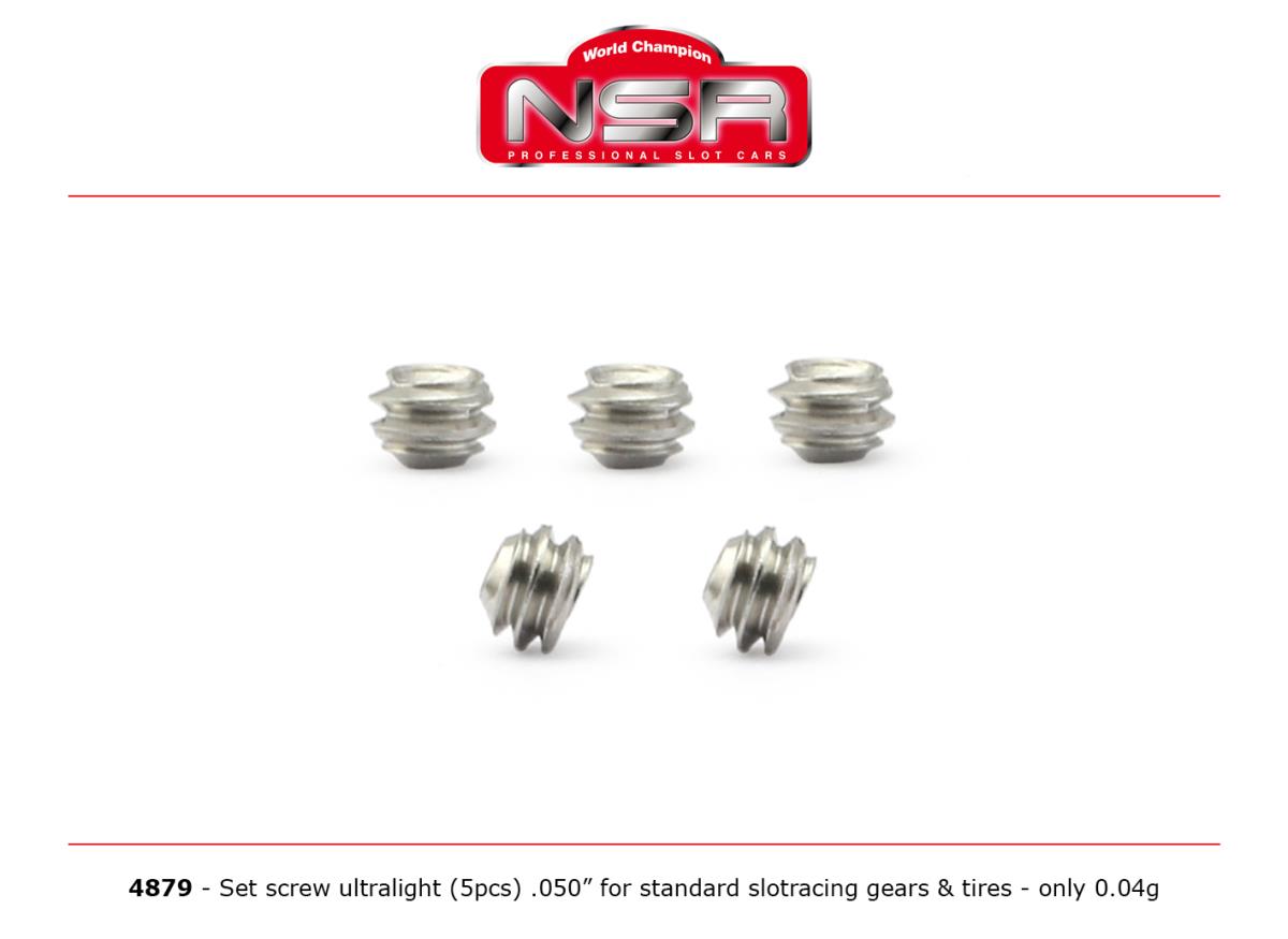 NSR Screw Set Ultralight .50'' Standard Slot Gears/Tyres (5) NSR4879