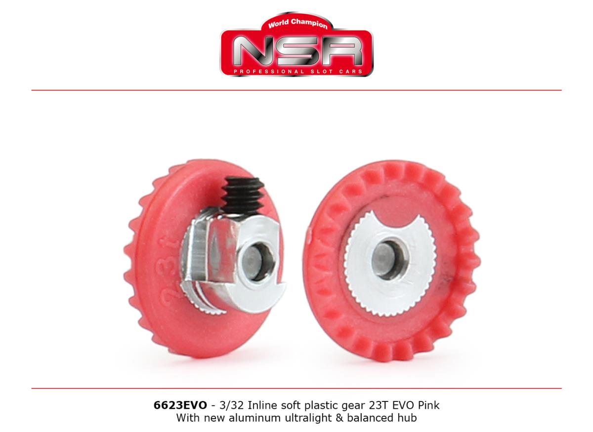 NSR 3/32 IL Soft Plastic Gear 23t EVO Pink AL UL Balanced Hub NSR6323EVO