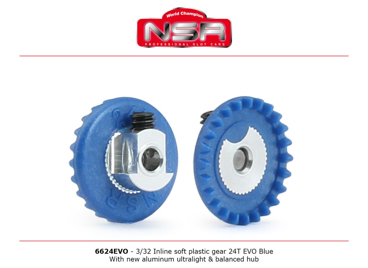 NSR 3/32 IL Soft Plastic Gear 24t EVO Blue AL UL Balanced Hub NSR6324EVO