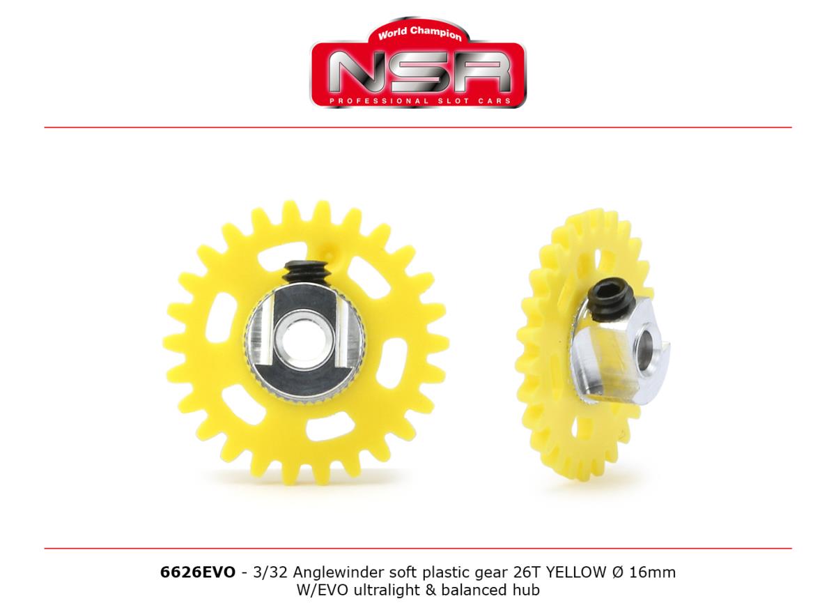 NSR 3/32 AW Soft Plastic Gear 26t Yellow 16mm UL Balanced Hub NSR6626EVO