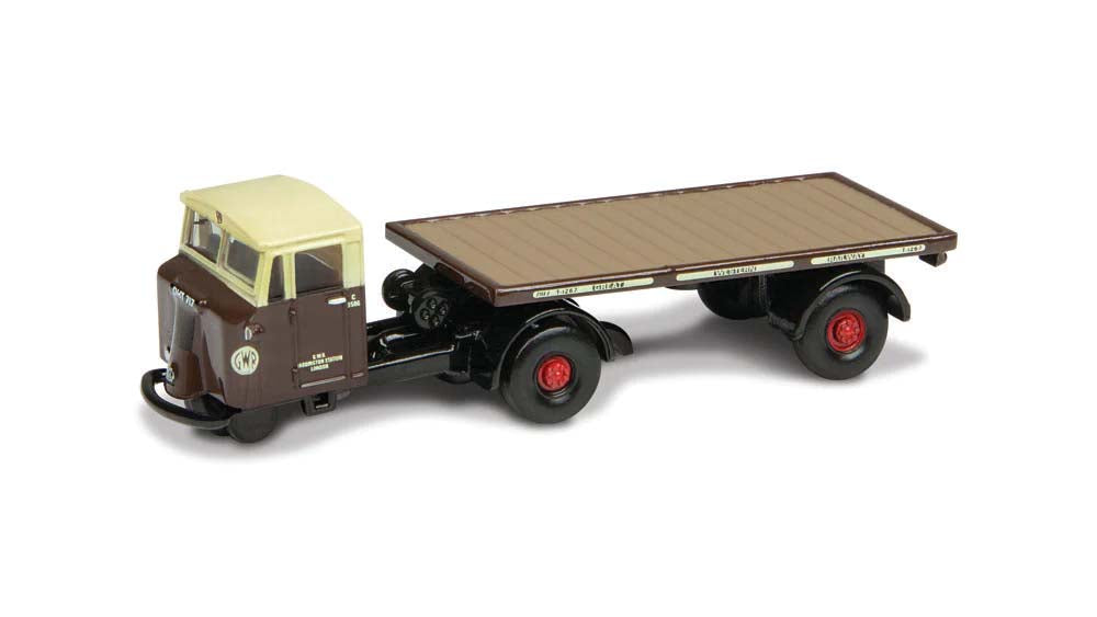 Oxford Diecast Scammell Mechanical Horse Flat Trailer GWR OD120MH003