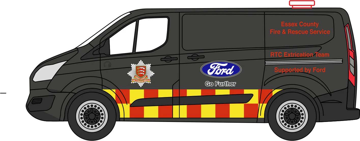 Oxford Diecast Ford Transit Custom Essex Fire & Rescue Service OD76CUS009