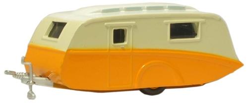 Oxford Diecast Caravan Orange/Cream OD76CV001