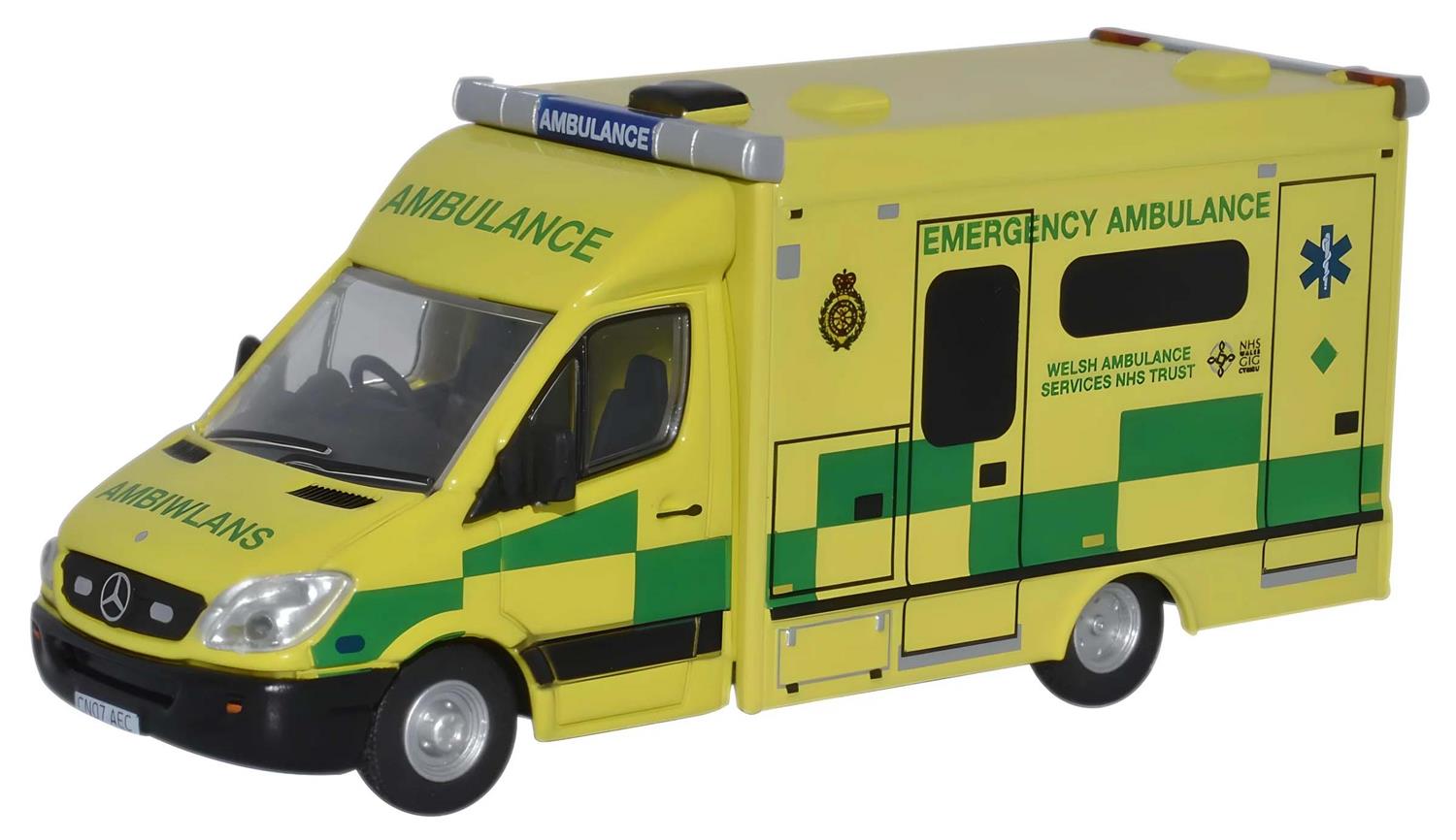 Oxford Diecast Mercedes Ambulance Wales OD76MA001